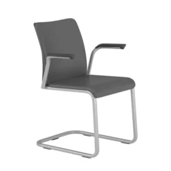 Fauteuil visiteur piétement luge Reply - cuir piétement chrome