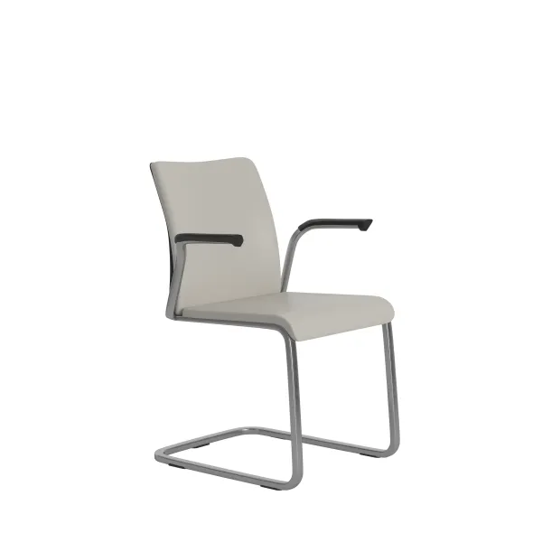 Fauteuil visiteur piétement luge Reply - cuir piétement chrome