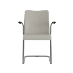 Fauteuil visiteur piétement luge Reply - cuir piétement chrome