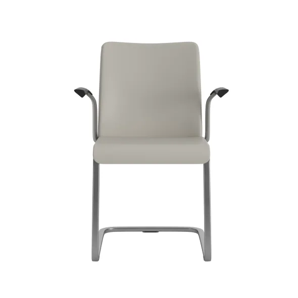 Fauteuil visiteur piétement luge Reply - cuir piétement chrome