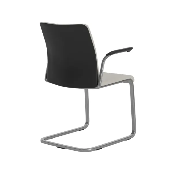 Fauteuil visiteur piétement luge Reply - cuir piétement chrome