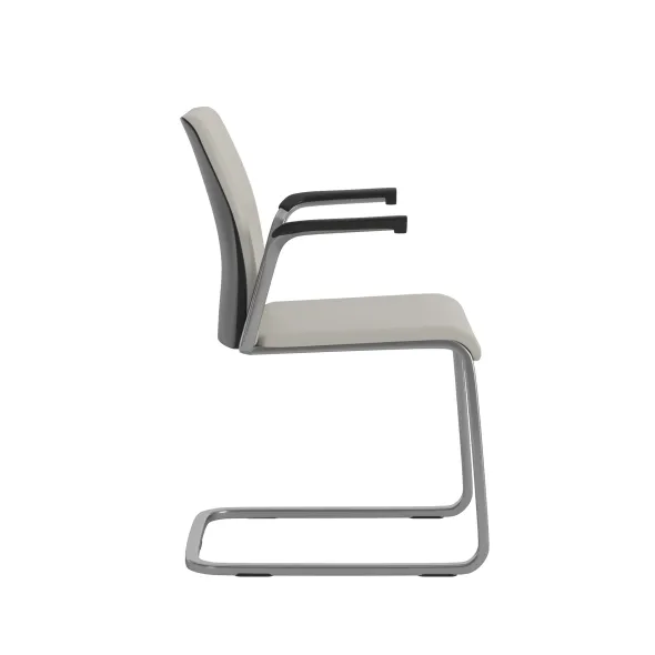 Fauteuil visiteur piétement luge Reply - cuir piétement chrome