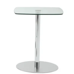 Guéridon Evy - 60 x 60 cm - plateau verre - piétement métal