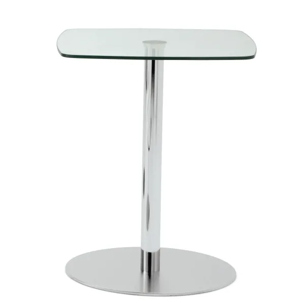 Guéridon Evy - 60 x 60 cm - plateau verre - piétement métal