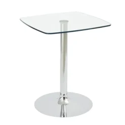 Guéridon Evy - 60 x 60 cm - plateau verre - piétement métal
