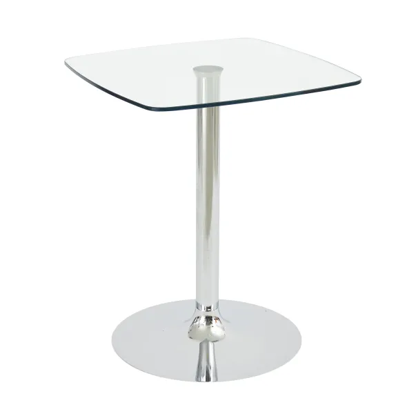 Guéridon Evy - 60 x 60 cm - plateau verre - piétement métal