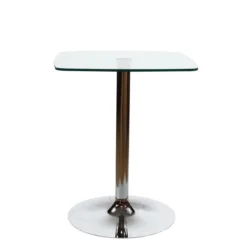 Guéridon Evy - 60 x 60 cm - plateau verre - piétement métal