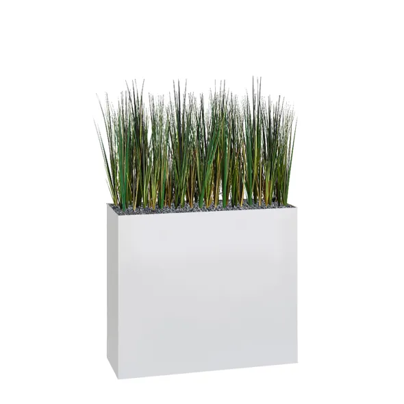 Jardinière haute métallique Ferro - l. 80 x h. 74 cm - avec herbe