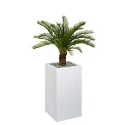 Jardinière métallique Carre - h. 74 cm - avec palmier