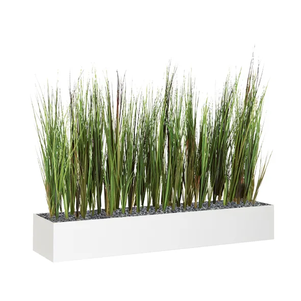 Jardinière métallique Ferro - l. 80 x h. 12 cm - avec herbe