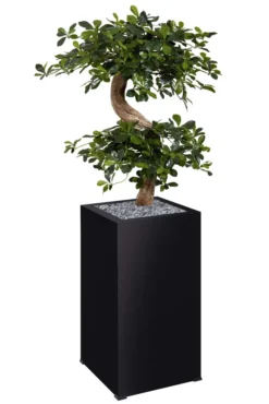 Jardinière métallique O'Carré - l. 38 x h. 158 x pr. 38 cm - avec bonsaï