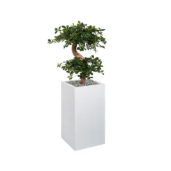 Jardinière métallique O'Carré - l. 38 x h. 158 x pr. 38 cm - avec bonsaï