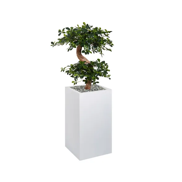 Jardinière métallique O'Carré - l. 38 x h. 158 x pr. 38 cm - avec bonsaï