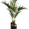 Jardinière métallique pieds bois Vague Ø 32 x h. 210 cm - avec palmier