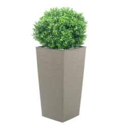 Jardinière polypropylène - l. 30 x h. 57 x pr. 30 cm - avec plante Buis h. 35 cm