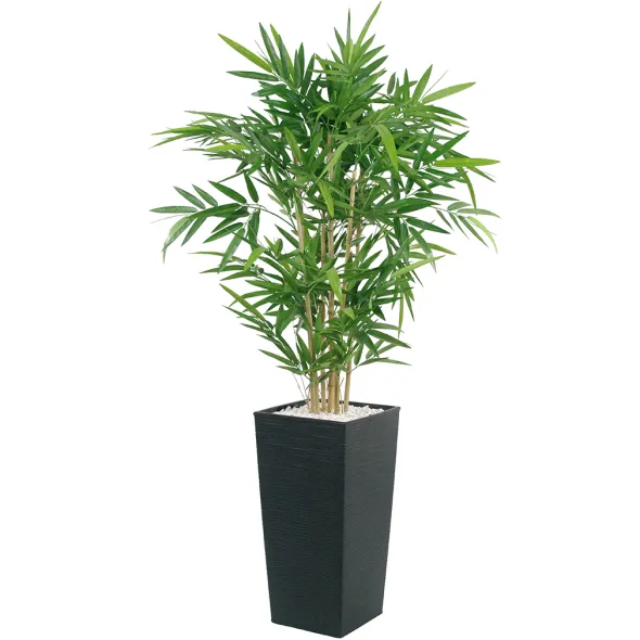 Jardinière polypropylène - l. 30 x h. 57 x pr. 30 cm - avec plante Bambou h. 100 cm