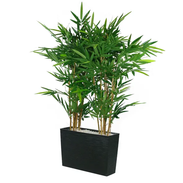 Jardinière polypropylène - l. 56 x h. 36,5 x pr. 19 cm - avec plante Bambou h. 117,5 cm