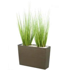 Jardinière polypropylène - l. 56 x h. 36,5 x pr. 19 cm - avec plante Oignon Grass h. 74 cm