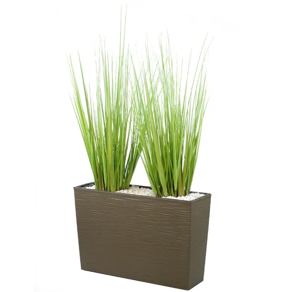 Jardinière polypropylène - l. 56 x h. 36,5 x pr. 19 cm - avec plante Oignon Grass h. 74 cm