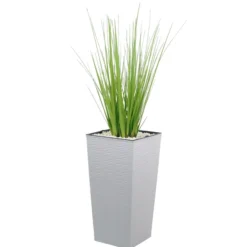 Jardinière polypropylène - l. 30 x h. 57 x pr. 30 cm - avec plante Oignon Grass h. 79 cm