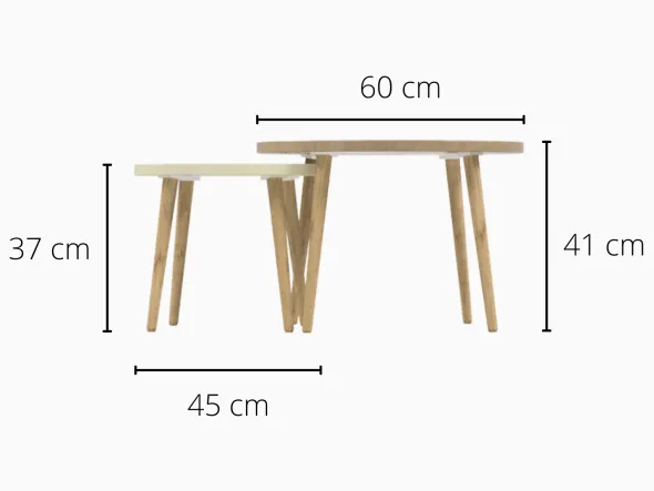 Jeux de deux tables basses gigognes Confluence