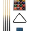 Kit accessoires pour billard - 16 billes numérotées - 1 bille blanche - 4 queues - triangle - craie - règlement