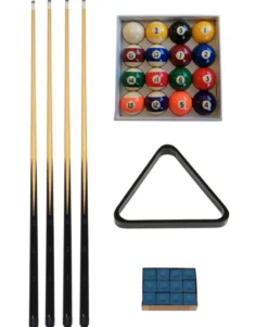 Kit accessoires pour billard - 16 billes numérotées - 1 bille blanche - 4 queues - triangle - craie - règlement