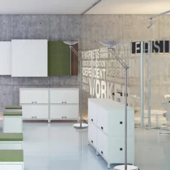 Lampadaire de bureau LED Dely - fût articulé - gris