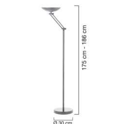 Lampadaire de bureau LED Dely - fût articulé - gris
