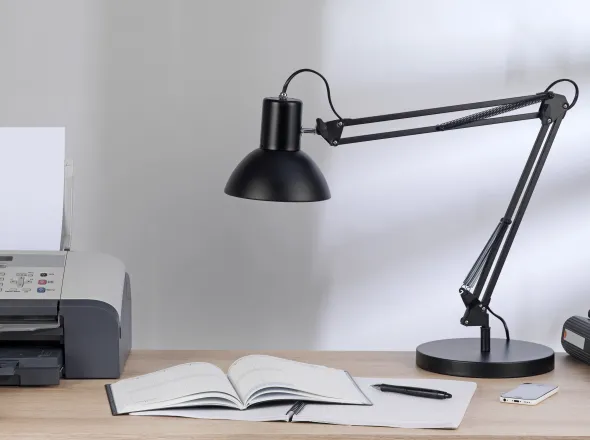 Lampe de bureau de type architecte LED Success 66 - sur socle ou pince - noir - 11 W