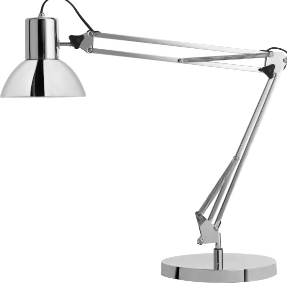 Lampe de bureau de type architecte LED Success 80 - sur socle ou pince - chromée