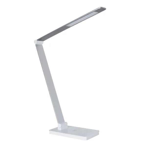 Lampe de bureau LED Amiral - socle blanc - bras et tête gris alu
