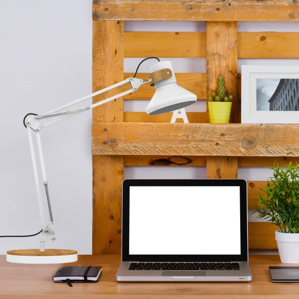 Lampe de bureau LED Baya Bamboo blanc