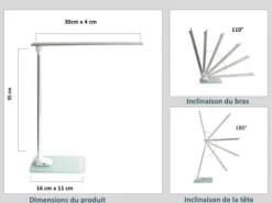Lampe de bureau LED Popy blanc/gris métal