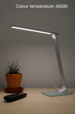 Lampe de bureau LED Popy blanc/gris métal