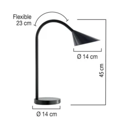 Lampe de bureau LED Sol - à bras flexible - noir - 6 W