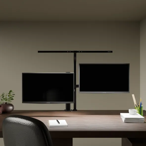 Lampe de bureau LED Strata - fixation à pince - noir