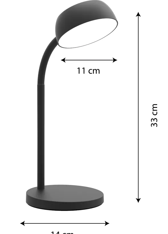 Lampe de chevet LED Tamy - à bras flexible - noire - 6 W