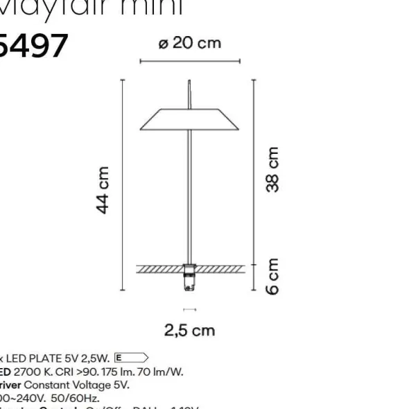 Lampe à fixer LED Mayfair - h. 38 cm