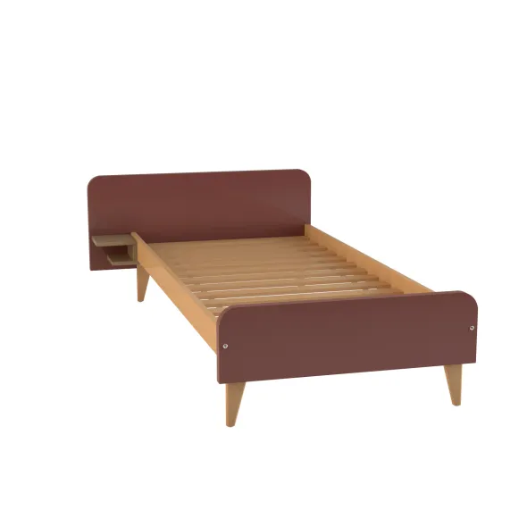 Lit avec chevet intégré - Lagune - 90 x 190 cm - sommier à lattes rigides