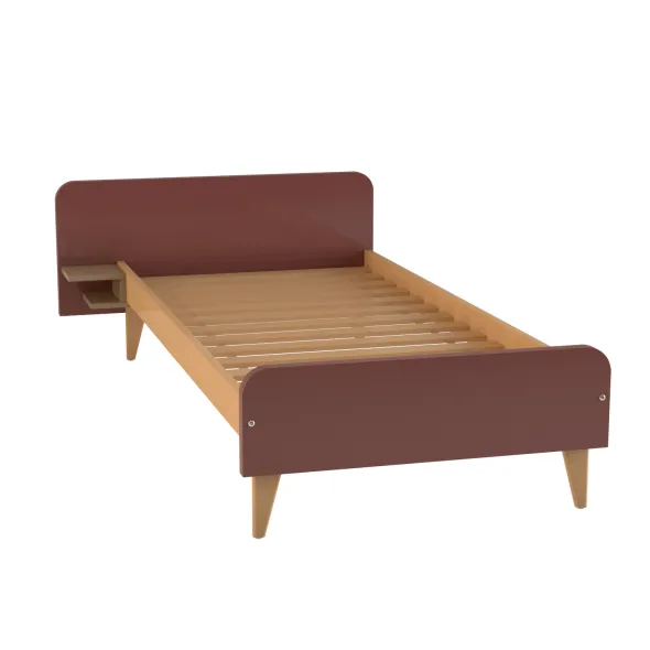 Lit avec chevet intégré - Lagune - 90 x 200 cm - sommier à lattes rigides - adapté PMR