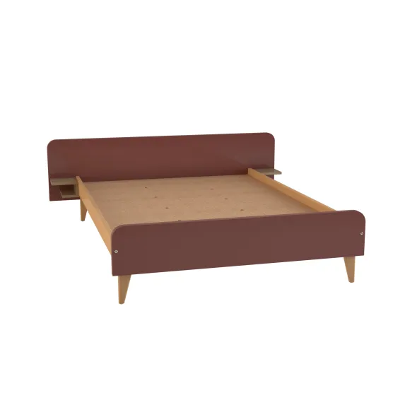 Lit avec chevet intégré - Lagune - 140 x 190 cm - sommier panneau