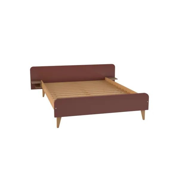 Lit avec chevet intégré - Lagune - 140 x 190 cm - sommier à lattes rigides - adapté PMR