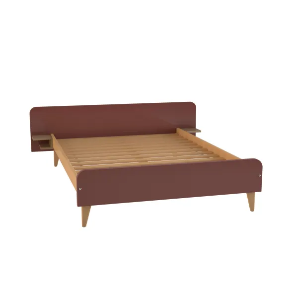 Lit avec chevet intégré - Lagune - 140 x 200 cm - sommier à lattes rigides - adapté PMR