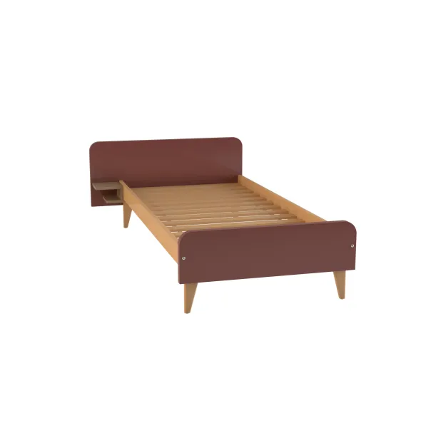 Lit avec chevet intégré - Lagune - 80 x 190 cm - sommier à lattes rigides