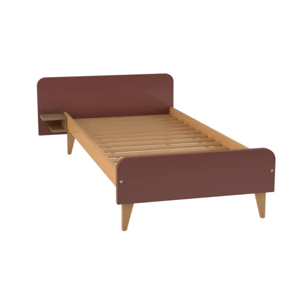 Lit avec chevet intégré - Lagune - 90 x 210 cm - sommier à lattes rigides - adapté PMR