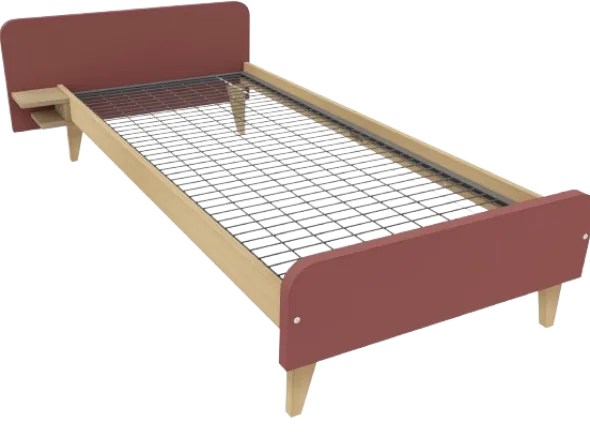 Lit avec chevet intégré - Lagune - 90 x 200 cm - sommier métallique - adapté PMR