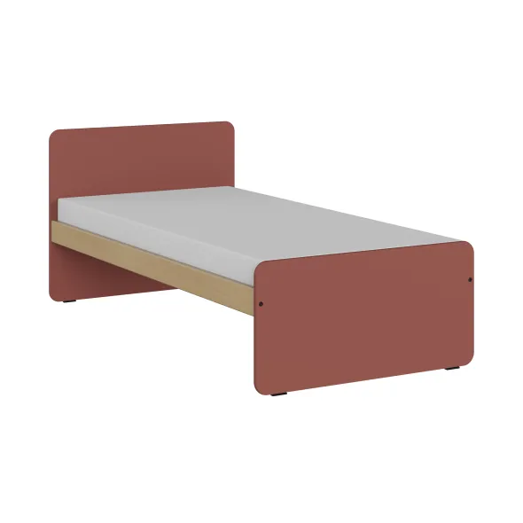 Lit panneau - Odéos - 90 x 190 cm - sommier panneau long pans Hêtre Verni Naturel - adapté PMR