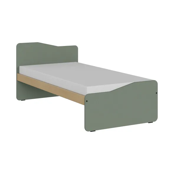 Lit panneau - Odéos - 90 x 190 cm - sommier panneau long pans Hêtre Verni Naturel - adapté PMR