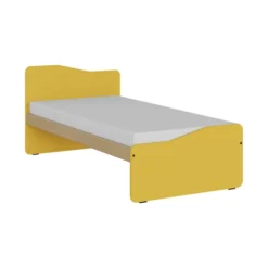 Lit panneau - Odéos - 90 x 190 cm - sommier panneau long pans Hêtre Verni Naturel - adapté PMR